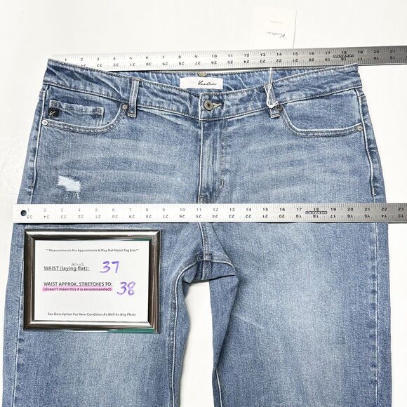 Kancan Jeans Womens 33 16W Straight Blue Denim Light Wash Distressed 90s NEW - Picture 3 of 9